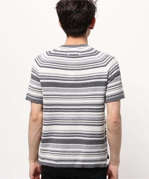 MIND BLOW(マインドブロウ)の「ボーダーニットTシャツ/ハイゲージ(Tシャツ/カットソー・メンズ・ブルー/グレー・MEDIUM/LARGE)」の4枚目の写真