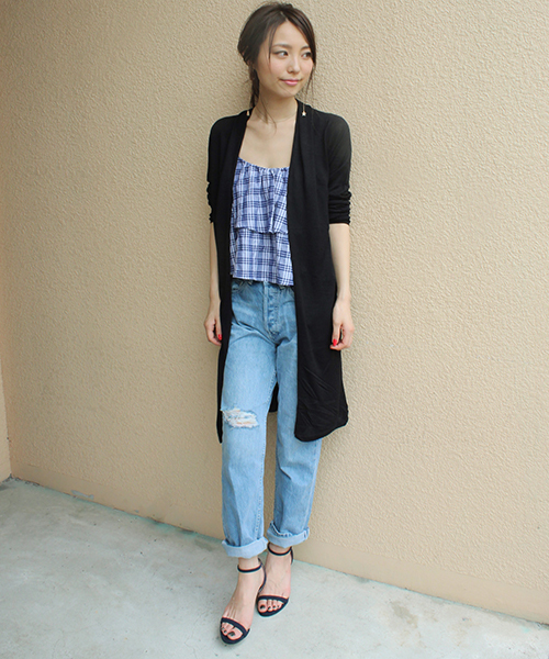 LIMITLESS LUXURY(リミットレスラグジュアリー)の「ビアンコタコカーディガン◆(カーディガン/ボレロ・レディース・グレー/ラスタ/ブラック/ベージュ・FREE)」の15枚目の写真