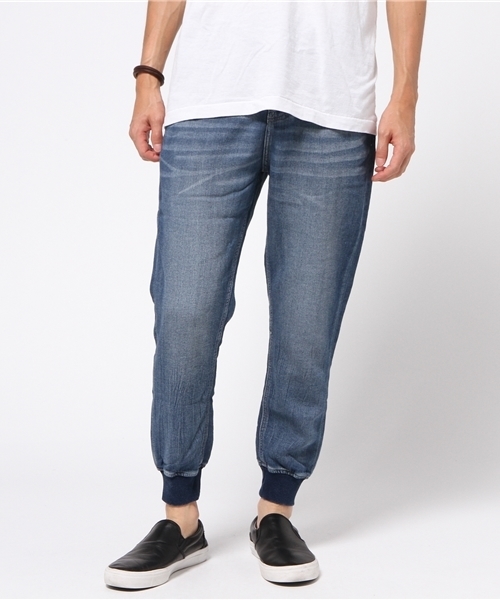 VENCEEXCHANGE(ヴァンスエクスチェンジ)の「裾リブジョグデニム(デニムパンツ・メンズ・ブルー/ダークネイビー・LARGE/SMALL/MEDIUM)」の1枚目の写真