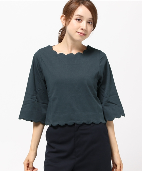 E hyphen world gallery(イーハイフンワールドギャラリー)の「スカラップ7S プルオーバー(Tシャツ/カットソー・レディース・ブラック/グリーン/オフホワイト/オレンジ系その他・FREE)」の12枚目の写真