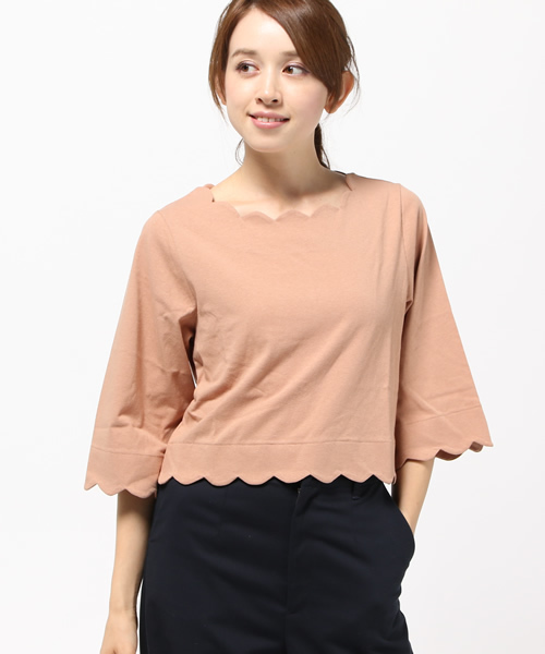 E hyphen world gallery(イーハイフンワールドギャラリー)の「スカラップ7S プルオーバー(Tシャツ/カットソー・レディース・ブラック/グリーン/オフホワイト/オレンジ系その他・FREE)」の4枚目の写真