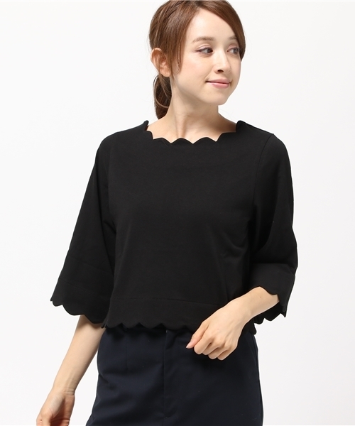 E hyphen world gallery(イーハイフンワールドギャラリー)の「スカラップ7S プルオーバー(Tシャツ/カットソー・レディース・ブラック/グリーン/オフホワイト/オレンジ系その他・FREE)」の2枚目の写真