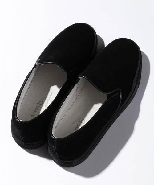Amb(エーエムビー)の「<Amb> LEATHER SLIP-ON/スニーカー◆(スリッポン・メンズ・ブラック/ホワイト・40/41/42/39)」の3枚目の写真