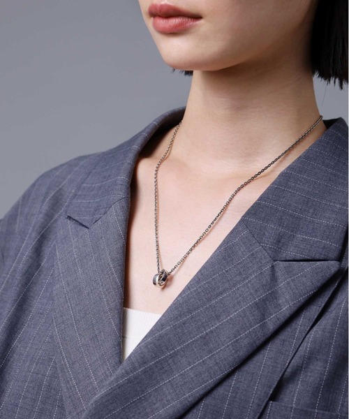 LION HEART（ライオンハート）の「“for Gift”槌目ダブルリングネックレス/シルバー925【LION HEART / ライオンハート】（ネックレス・メンズ・シルバー・50cm）」の15枚目の写真