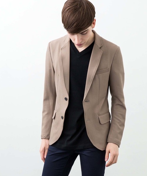 STUDIOUS（ステュディオス）の「サマーCOOLライトジャケット（テーラードジャケット・メンズ・ベージュ/ブラック・1/3/2）」の2枚目の写真