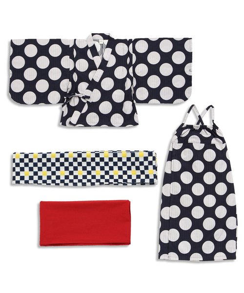 apres les cours（アプレレクール）の「女の子ドット柄浴衣セット（浴衣・キッズ・アイボリー/ネイビー・140/100/120/110/130）」の14枚目の写真