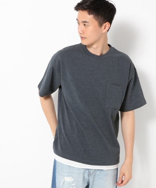 GLOBAL WORK（グローバルワーク）の「【汗ジミ軽減】インレイレイヤード半袖/763956（Tシャツ/カットソー・メンズ・レッド/グリーン/ネイビー/オフホワイト・LARGE/SMALL/X-LARGE/MEDIUM）」の3枚目の写真