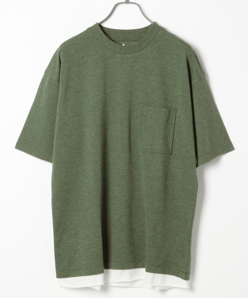 GLOBAL WORK（グローバルワーク）の「【汗ジミ軽減】インレイレイヤード半袖/763956（Tシャツ/カットソー・メンズ・レッド/グリーン/ネイビー/オフホワイト・LARGE/SMALL/X-LARGE/MEDIUM）」の2枚目の写真