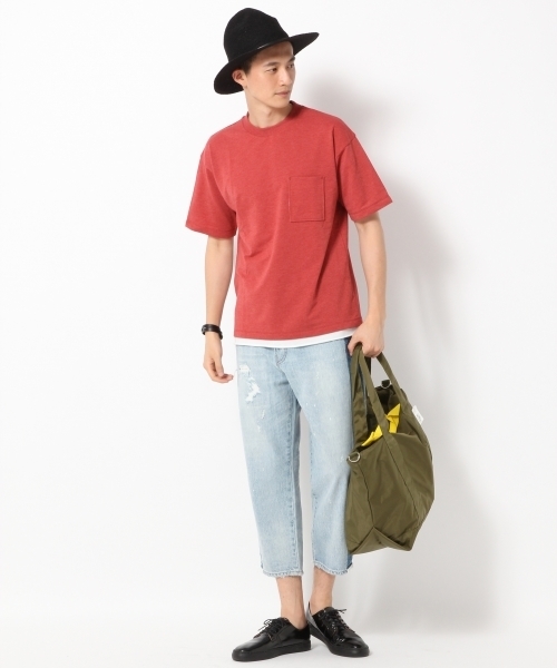 GLOBAL WORK（グローバルワーク）の「【汗ジミ軽減】インレイレイヤード半袖/763956（Tシャツ/カットソー・メンズ・レッド/グリーン/ネイビー/オフホワイト・LARGE/SMALL/X-LARGE/MEDIUM）」の17枚目の写真