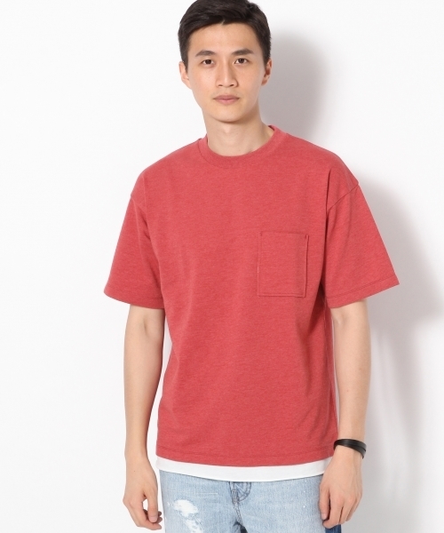 GLOBAL WORK（グローバルワーク）の「【汗ジミ軽減】インレイレイヤード半袖/763956（Tシャツ/カットソー・メンズ・レッド/グリーン/ネイビー/オフホワイト・LARGE/SMALL/X-LARGE/MEDIUM）」の14枚目の写真