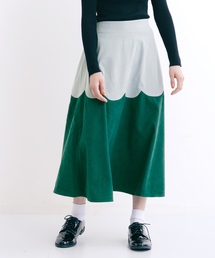MERLOT | スエード調スカラップ切替フレアスカート7112(スカート)