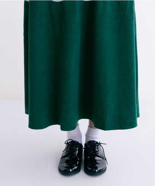 MERLOT（メルロー）の「スエード調スカラップ切替フレアスカート7112（スカート・レディース・ブラウン/グリーン/ネイビー/オレンジ・FREE）」の9枚目の写真