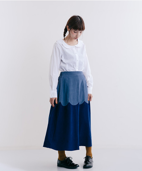 MERLOT（メルロー）の「スエード調スカラップ切替フレアスカート7112（スカート・レディース・ブラウン/グリーン/ネイビー/オレンジ・FREE）」の15枚目の写真