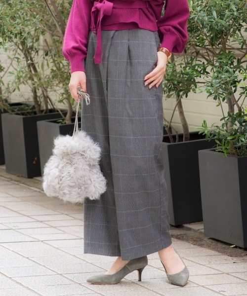 le.coeur blanc（ルクールブラン）の「【WEB限定PRICE】グレンチェックワイドパンツ（その他パンツ・レディース・グレー系その他/ブラウン系その他2・SMALL/MEDIUM）」の2枚目の写真
