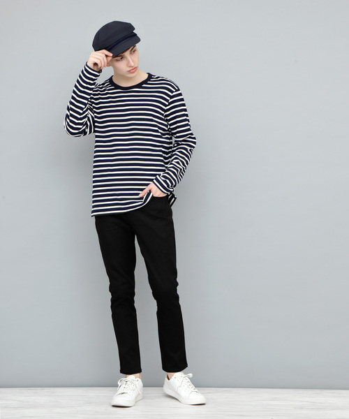 EMMA CLOTHES(エマクローズ)の「スリムアンクルスキニーストレッチパンツ(チノパンツ・メンズ・ブラック/チャコールグレー/ネイビー/ベージュ/カーキ/グレー・M/L)」の2枚目の写真