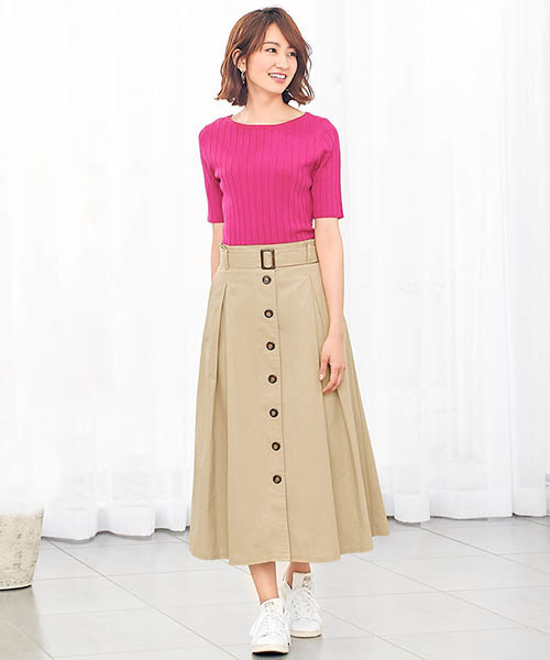 Pierrot(ピエロ)の「ベルト付きロングトレンチスカート(スカート・レディース・ベージュ/ベージュ系その他/ネイビー/ライトベージュ/カーキ・M/L)」の8枚目の写真