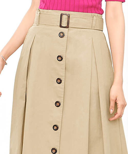 Pierrot(ピエロ)の「ベルト付きロングトレンチスカート(スカート・レディース・ベージュ/ベージュ系その他/ネイビー/ライトベージュ/カーキ・M/L)」の10枚目の写真