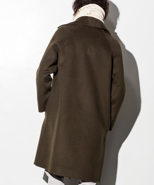 CDM BY CARPEDIEM（シーディーエムバイカルペディエム）の「CDM BY CARPEDIEM(シーディーエム バイ カルペディエム)カシミヤブレンドダブルフェイスウールコート（チェスターコート・メンズ・ブラック/カーキ・SMALL/MEDIUM/LARGE）」の5枚目の写真