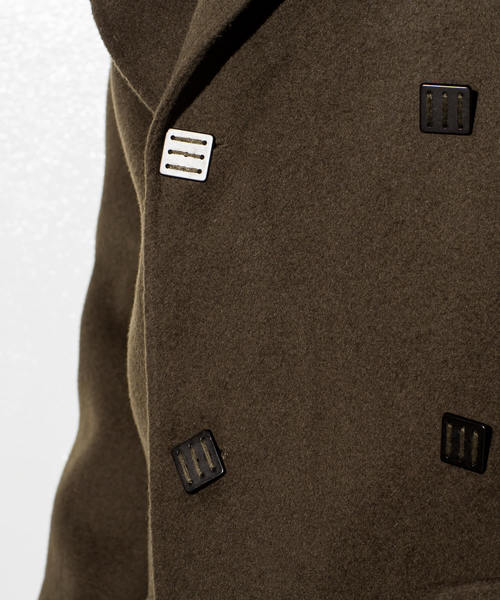 CDM BY CARPEDIEM（シーディーエムバイカルペディエム）の「CDM BY CARPEDIEM(シーディーエム バイ カルペディエム)カシミヤブレンドダブルフェイスウールコート（チェスターコート・メンズ・ブラック/カーキ・SMALL/MEDIUM/LARGE）」の7枚目の写真