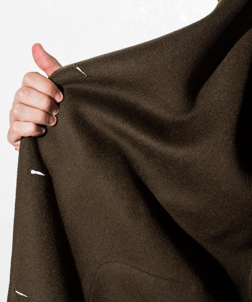 CDM BY CARPEDIEM（シーディーエムバイカルペディエム）の「CDM BY CARPEDIEM(シーディーエム バイ カルペディエム)カシミヤブレンドダブルフェイスウールコート（チェスターコート・メンズ・ブラック/カーキ・SMALL/MEDIUM/LARGE）」の10枚目の写真