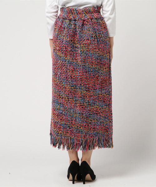 archives（アルシーヴ）の「【WEB限定】ラップ風ツイードフリンジスカート（スカート・レディース・グリーン系その他/キャメル/ピンク/ブルー/レッド・MEDIUM）」の7枚目の写真