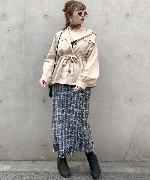 archives（アルシーヴ）の「【WEB限定】ラップ風ツイードフリンジスカート（スカート・レディース・グリーン系その他/キャメル/ピンク/ブルー/レッド・MEDIUM）」の16枚目の写真