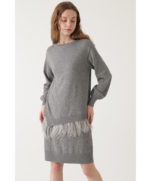 JILL STUART(ジルスチュアート)の「ファーマイアニットワンピース(ワンピース・レディース・グレー/グリーン/ピンク・FREE)」の1枚目の写真