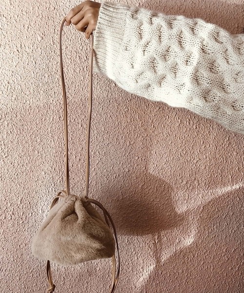 PARKS TOKYO SELECT（パークストウキョウセレクト）の「ﾌｧｰ巾着BAG（ハンドバッグ・レディース・グレー/ベージュ・FREE）」の7枚目の写真