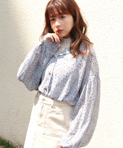 apres jour（アプレジュール）の「アソート袖ボリューム開襟シャツ【ZOZOTOWN限定アイテム】（シャツ/ブラウス・レディース・ベージュ/ライトグリーン/サックスブルー/マスタード/ライトブルー/ピンク/アイボリー/ダークブルー・フリー）」の5枚目の写真