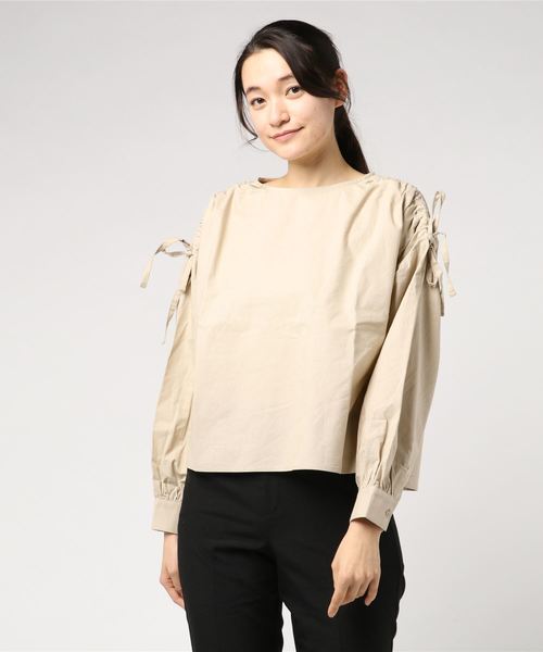 STYLEBLOCK(スタイルブロック)の「綿ライトキャンバスドロストブラウス(シャツ/ブラウス・レディース・ホワイト/ブラック/オレンジ/ライトベージュ・M)」の1枚目の写真