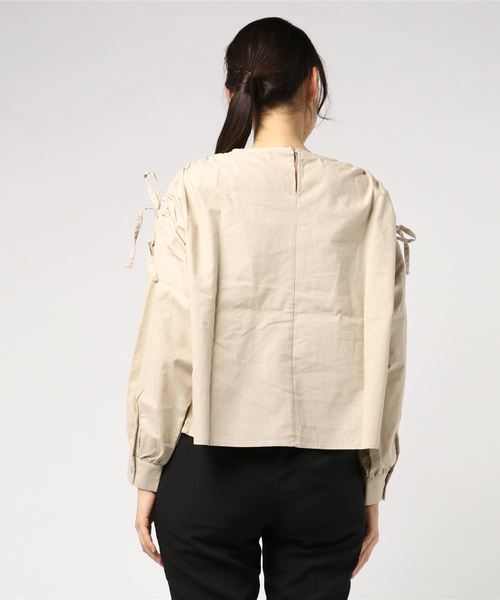 STYLEBLOCK(スタイルブロック)の「綿ライトキャンバスドロストブラウス(シャツ/ブラウス・レディース・ホワイト/ブラック/オレンジ/ライトベージュ・M)」の6枚目の写真
