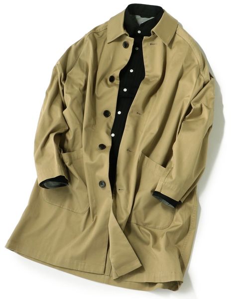 SHIPS(シップス)の「SU: 【HEAVENLY COTTON】 DUSTER COAT ■(ステンカラーコート・メンズ・ベージュ/グリーン/ネイビー/イエロー・S/M/L/XL)」の18枚目の写真