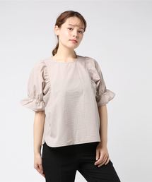 ehka sopo | キャンディースリーブチェックブラウス(シャツ/ブラウス)