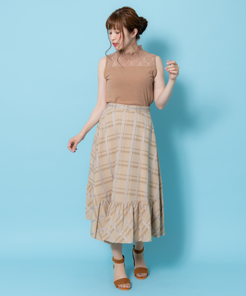 Rewde(ルゥデ)の「【5色展開】ハイネックノースリーブレーストップス(9R15-50624A)(Tシャツ/カットソー・レディース・ホワイト/ブラック/イエロー/キャメル/ネイビー・L/M)」の16枚目の写真