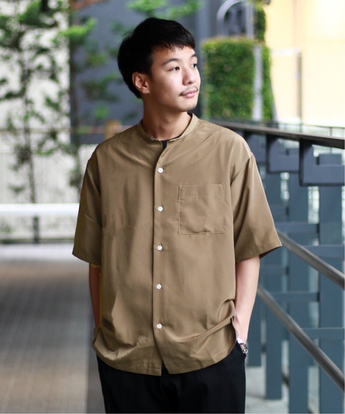 417 EDIFICE（フォーワンセブンエディフィス）の「ソフトファイユ バンドカラー ショートスリーブシャツ（シャツ/ブラウス・メンズ・チャコールグレー/ブラウン/キャメル・SMALL/MEDIUM/LARGE）」の3枚目の写真
