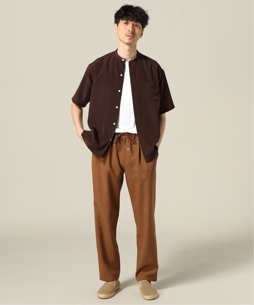 417 EDIFICE（フォーワンセブンエディフィス）の「ソフトファイユ バンドカラー ショートスリーブシャツ（シャツ/ブラウス・メンズ・チャコールグレー/ブラウン/キャメル・SMALL/MEDIUM/LARGE）」の4枚目の写真