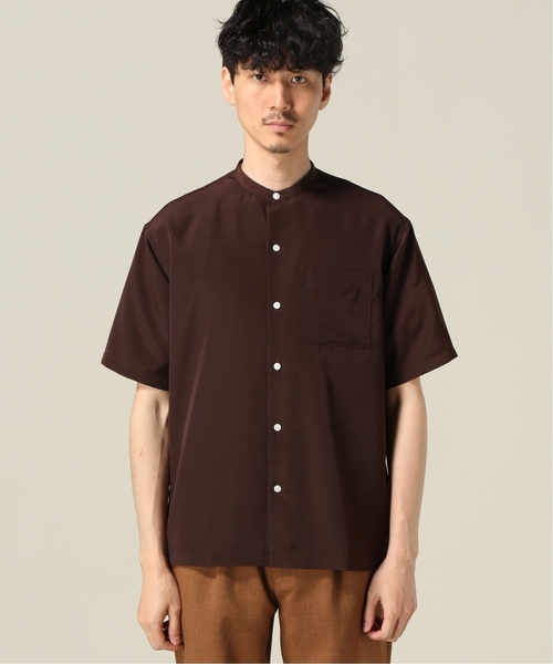417 EDIFICE（フォーワンセブンエディフィス）の「ソフトファイユ バンドカラー ショートスリーブシャツ（シャツ/ブラウス・メンズ・チャコールグレー/ブラウン/キャメル・SMALL/MEDIUM/LARGE）」の5枚目の写真