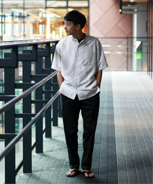 417 EDIFICE（フォーワンセブンエディフィス）の「ソフトファイユ バンドカラー ショートスリーブシャツ（シャツ/ブラウス・メンズ・チャコールグレー/ブラウン/キャメル・SMALL/MEDIUM/LARGE）」の20枚目の写真