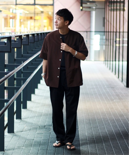 417 EDIFICE（フォーワンセブンエディフィス）の「ソフトファイユ バンドカラー ショートスリーブシャツ（シャツ/ブラウス・メンズ・チャコールグレー/ブラウン/キャメル・SMALL/MEDIUM/LARGE）」の21枚目の写真