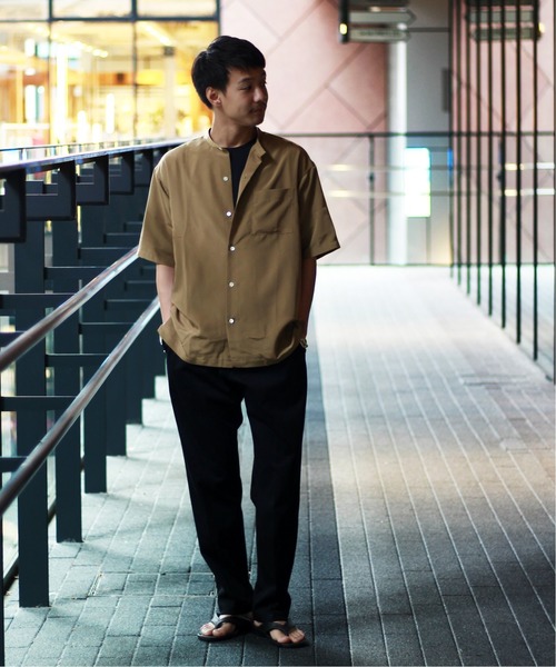 417 EDIFICE（フォーワンセブンエディフィス）の「ソフトファイユ バンドカラー ショートスリーブシャツ（シャツ/ブラウス・メンズ・チャコールグレー/ブラウン/キャメル・SMALL/MEDIUM/LARGE）」の22枚目の写真