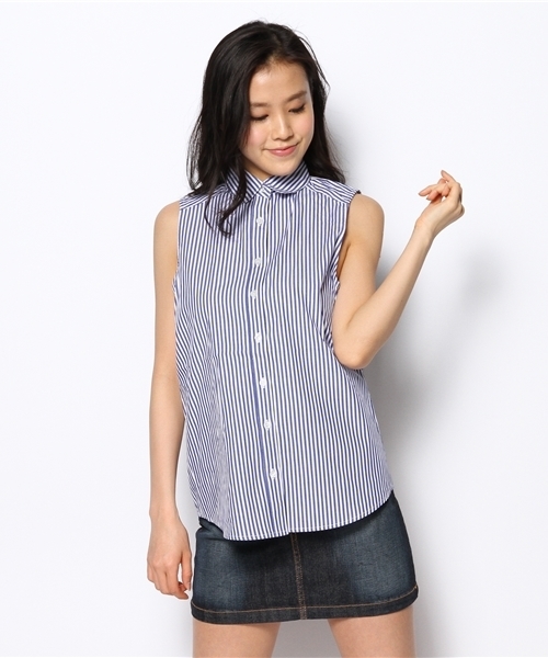 one after another NICE CLAUP（ワンアフターアナザーナイスクラップ）の「【ナイスクラップ】ノースリーブシャツ（シャツ/ブラウス・レディース・ホワイト/ストライプ・FREE）」の8枚目の写真