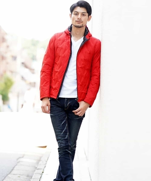 MICHEL KLEIN HOMME (ミッシェルクランオム)の「ダウン(ハーリキンクリンプ)(ダウンジャケット/コート・メンズ・ネイビー/レッド/イエロー・46/48/51)」の16枚目の写真