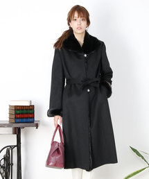 カシミヤ100%ロングコートミンクファー