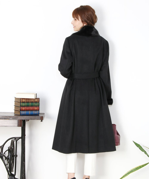 sankyo shokai(サンキョウショウカイ)の「カシミヤ100%ロングコートミンクファー(その他アウター・レディース・ブラック・M/L)」の9枚目の写真