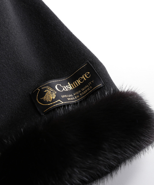 sankyo shokai(サンキョウショウカイ)の「カシミヤ100%ロングコートミンクファー(その他アウター・レディース・ブラック・M/L)」の2枚目の写真