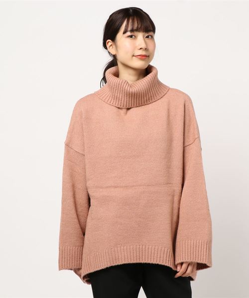merongshop（メロンショップ）の「MERONGSHOP タートルネックゆるニット（ニット/セーター・レディース・ブラック/ベージュ/ブラウン/ピンク/ブルー・FREE）」の5枚目の写真