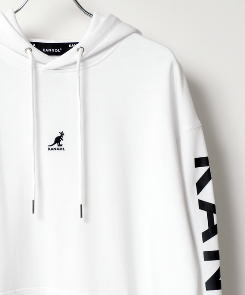 KANGOL（カンゴール）の「KANGOL/カンゴール ビッグシルエット ロゴ刺繍 袖プリント バックプリント スウェット パーカー/フーディー（パーカー・メンズ・ホワイト/ブラック/ベージュ/パープル/ホワイト系その他/ブラック系その他/ベージュ系その他/パープル系その他/ホワイト系その他2/ブラック系その他2/ベージュ系その他2/パープル系その他2/ブラック系その他3/ホワイト系その他3・M/L/XL）」の3枚目の写真