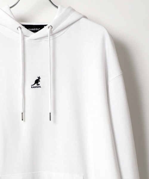 KANGOL（カンゴール）の「KANGOL/カンゴール ビッグシルエット ロゴ刺繍 袖プリント バックプリント スウェット パーカー/フーディー（パーカー・メンズ・ホワイト/ブラック/ベージュ/パープル/ホワイト系その他/ブラック系その他/ベージュ系その他/パープル系その他/ホワイト系その他2/ブラック系その他2/ベージュ系その他2/パープル系その他2/ブラック系その他3/ホワイト系その他3・M/L/XL）」の2枚目の写真