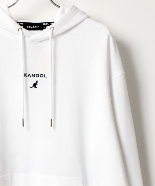 KANGOL（カンゴール）の「KANGOL/カンゴール ビッグシルエット ロゴ刺繍 袖プリント バックプリント スウェット パーカー/フーディー（パーカー・メンズ・ホワイト/ブラック/ベージュ/パープル/ホワイト系その他/ブラック系その他/ベージュ系その他/パープル系その他/ホワイト系その他2/ブラック系その他2/ベージュ系その他2/パープル系その他2/ブラック系その他3/ホワイト系その他3・M/L/XL）」の4枚目の写真