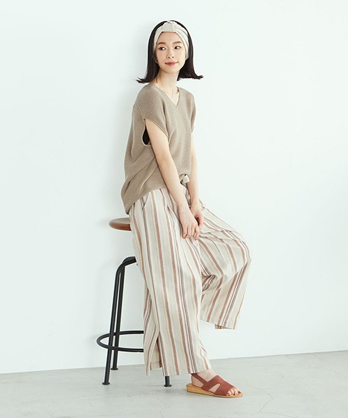 ONIGIRI（オニギリ）の「サイドスリット ワイドパンツ（その他パンツ・レディース・カーキ/オレンジ・SMALL/MEDIUM/LARGE）」の13枚目の写真